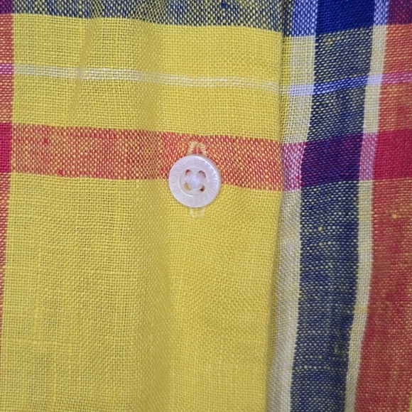 Ralph Lauren LRL Black Label Womens Linen Yellow Plaid Tunic Popover Top Medium - Picture 5 of 12